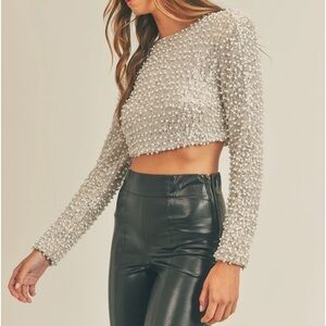 Mable Pearl embellished long sleeve top